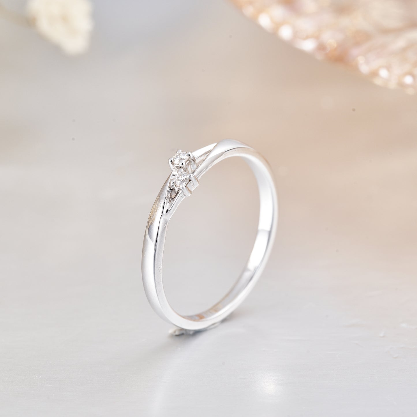 Moissanite Two Stone Engagement Rings for Women 0.04CT