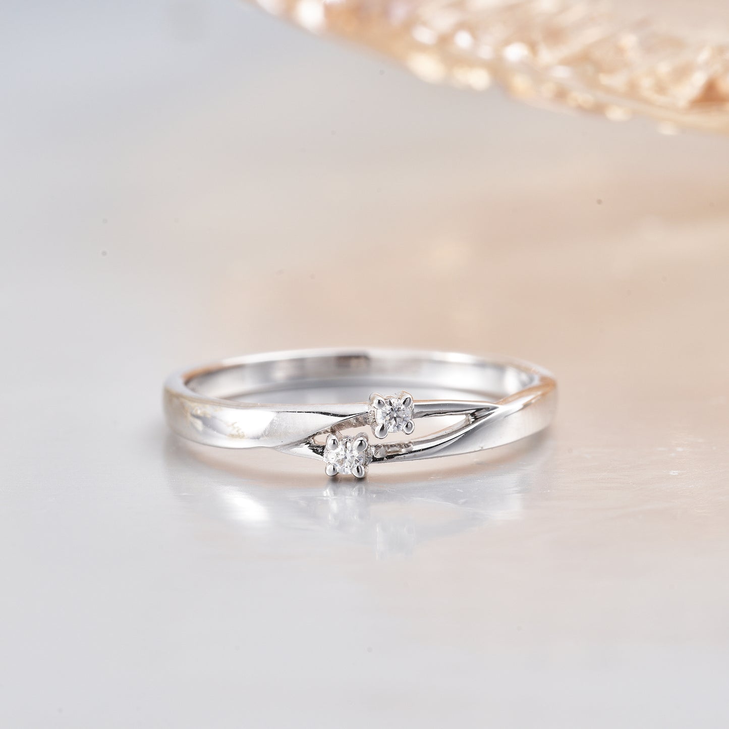 Moissanite Two Stone Engagement Rings for Women 0.04CT