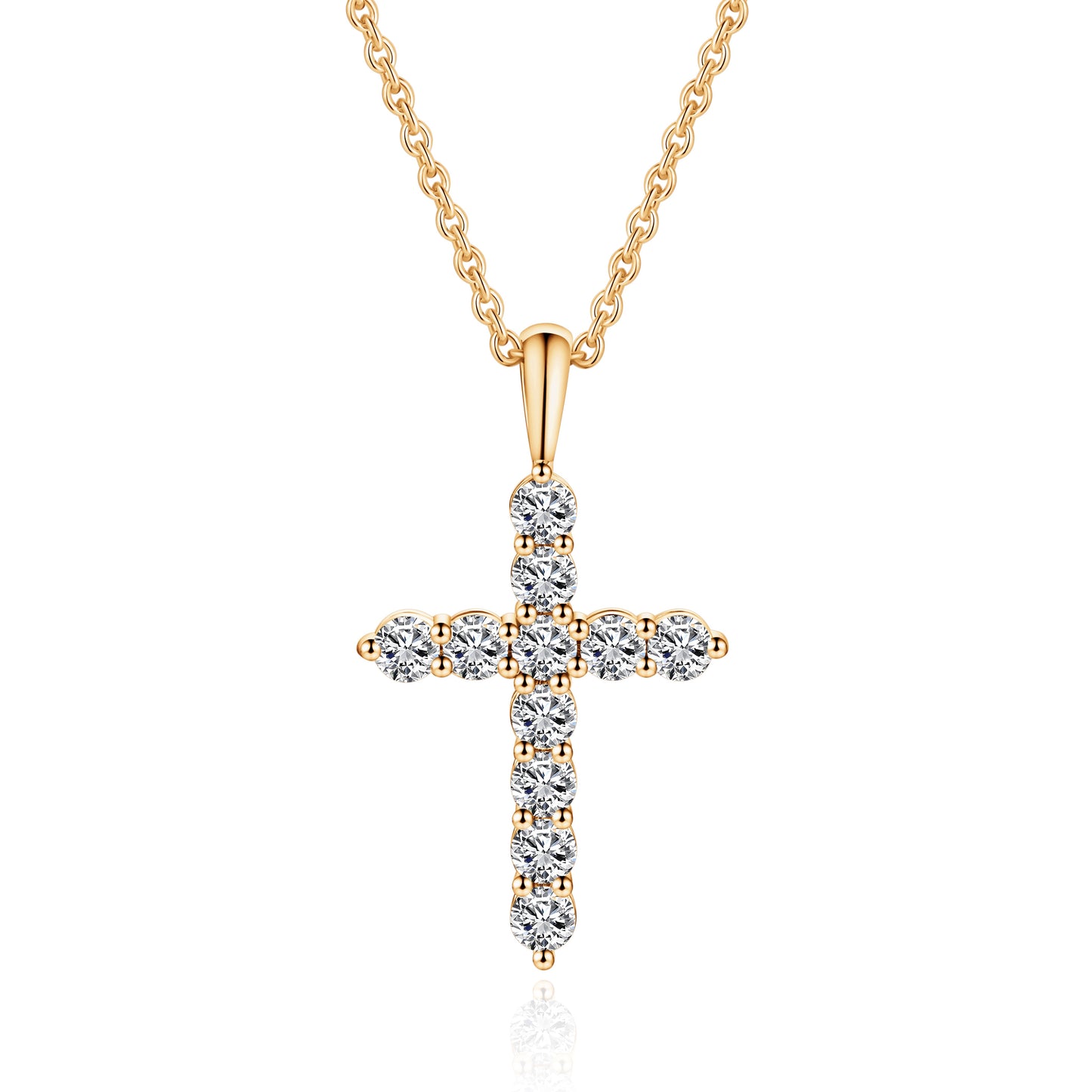 Moissanite Cross Pendent Necklace for Women in Sterling Silver 2.2MM/3MM