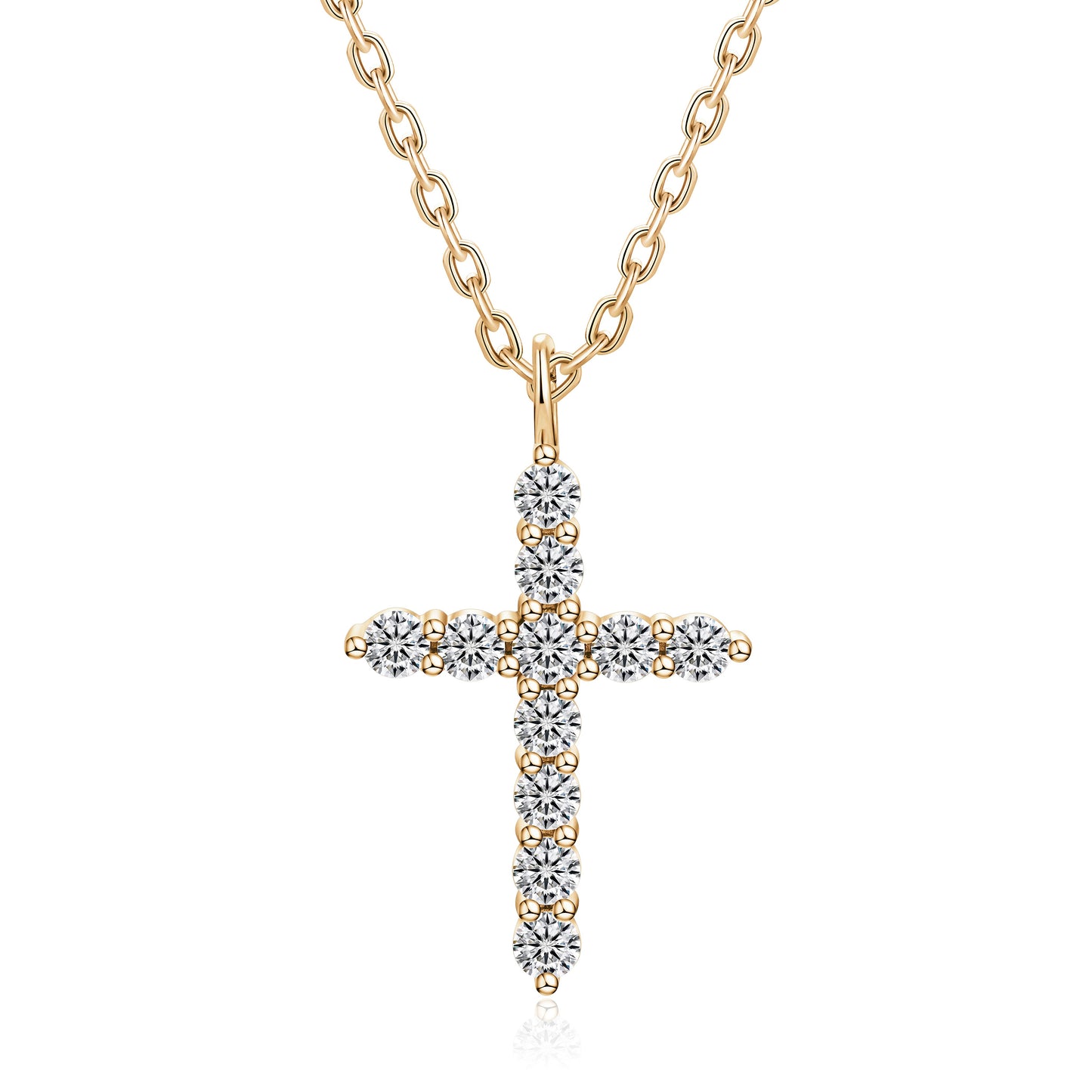Moissanite Cross Pendent Necklace for Women in Sterling Silver 2.2MM/3MM