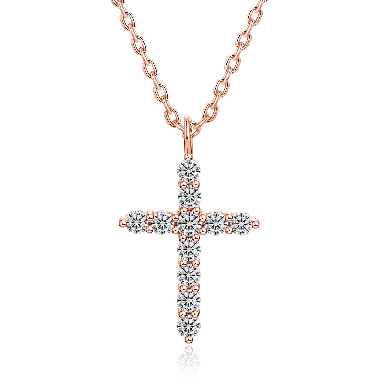 Moissanite Cross Pendent Necklace for Women in Sterling Silver 2.2MM/3MM