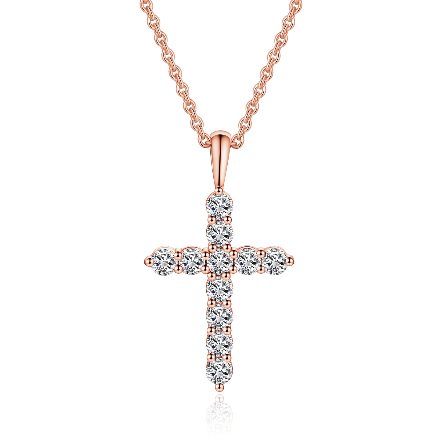 Moissanite Cross Pendent Necklace for Women in Sterling Silver 2.2MM/3MM