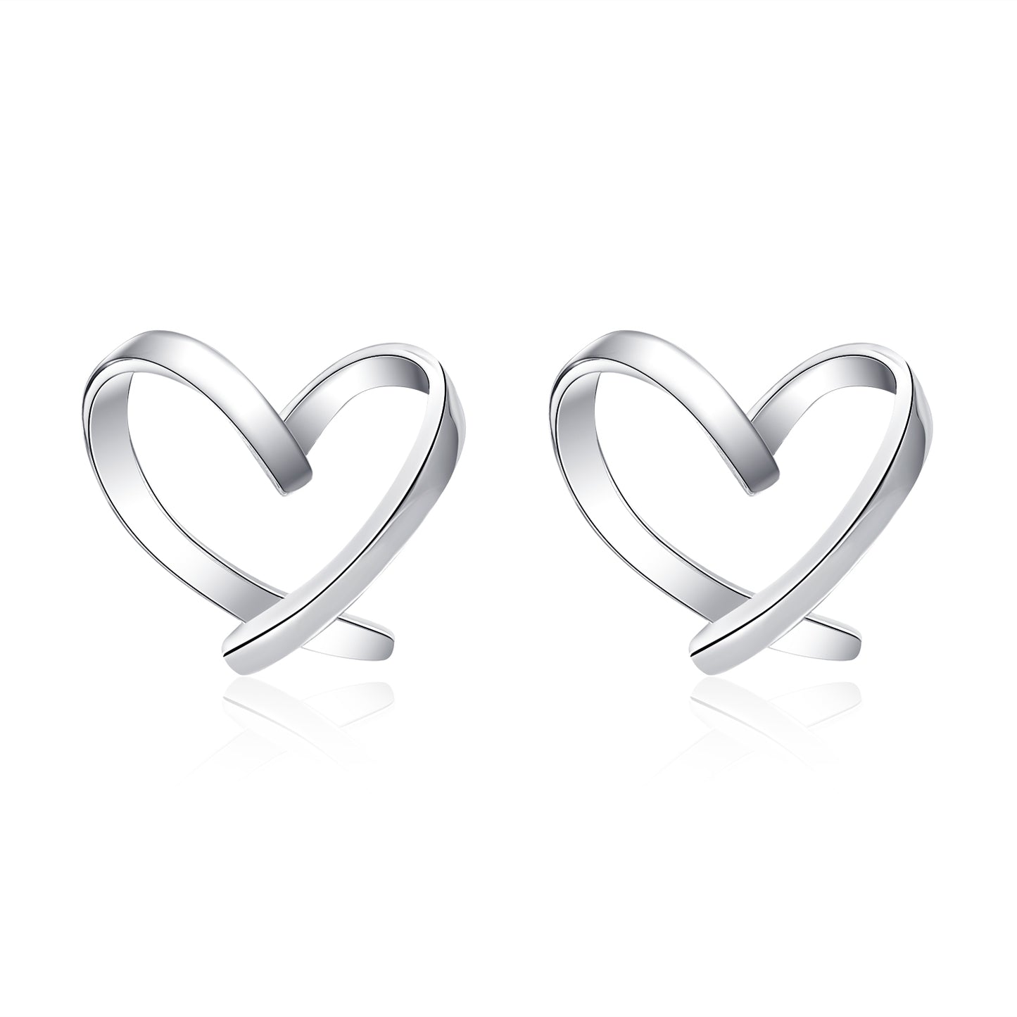 Moissanite Open Heart Sterling Silver Stud Earrings for Women