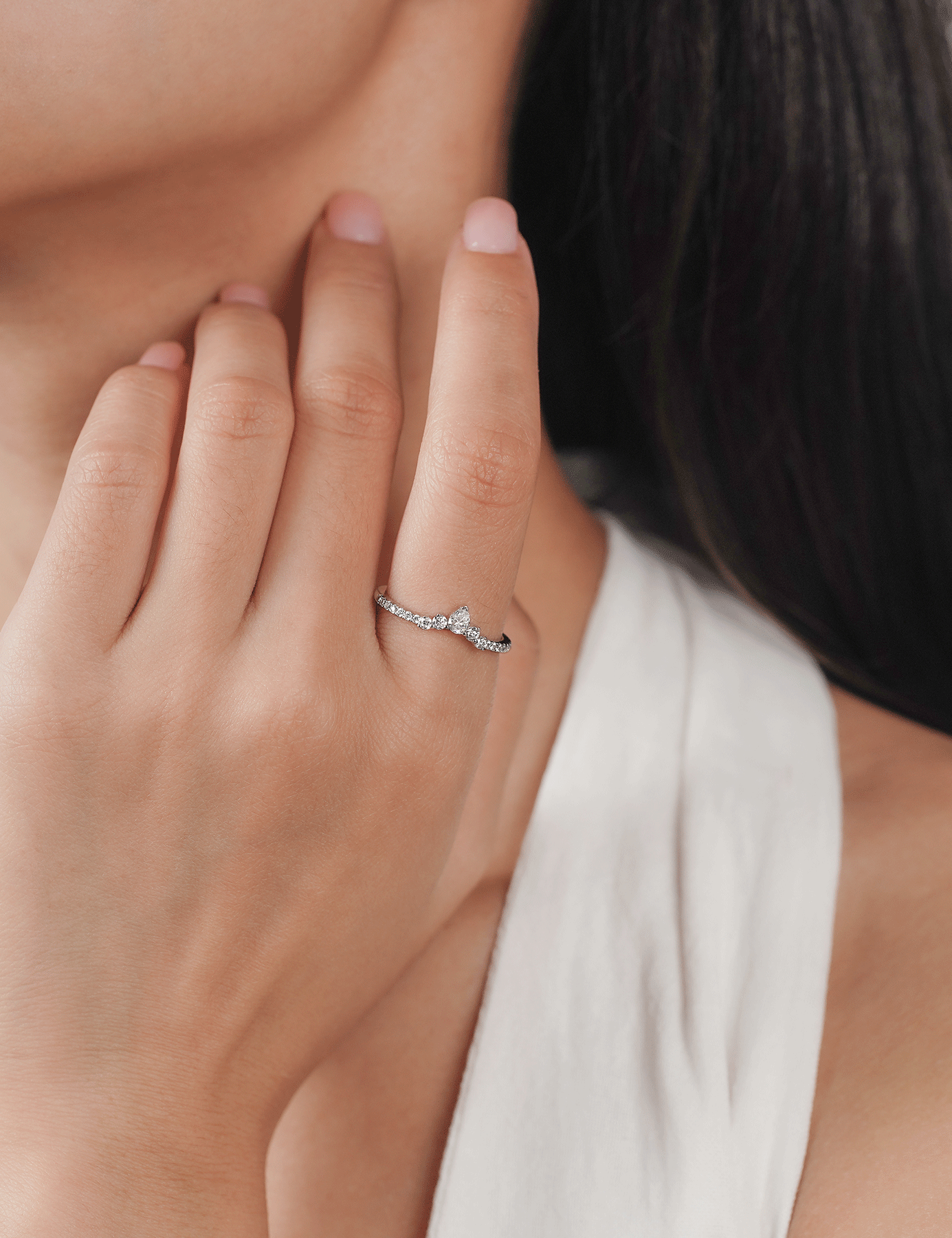 Teardrop Curved Moissanite Wedding Bands for Women