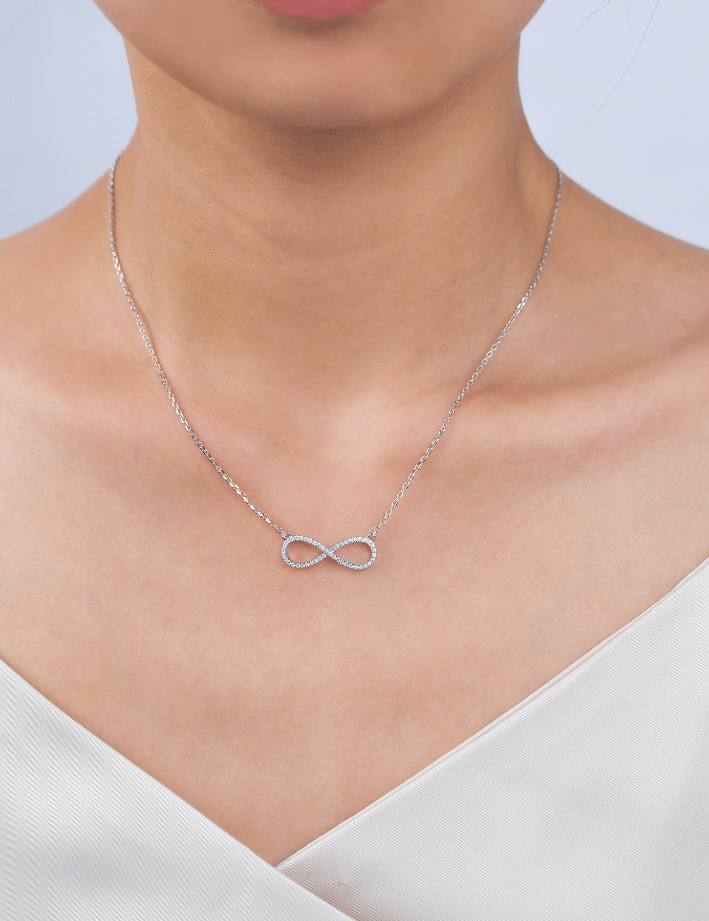 Infinity Silver Moissanite Pendant Necklaces