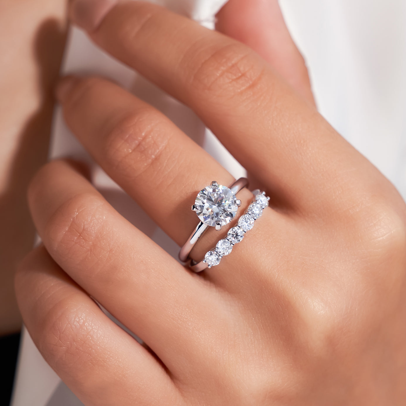 14K White Gold Moissanite 1 Carat Solitaire Engagement Ring 1CT-4CT