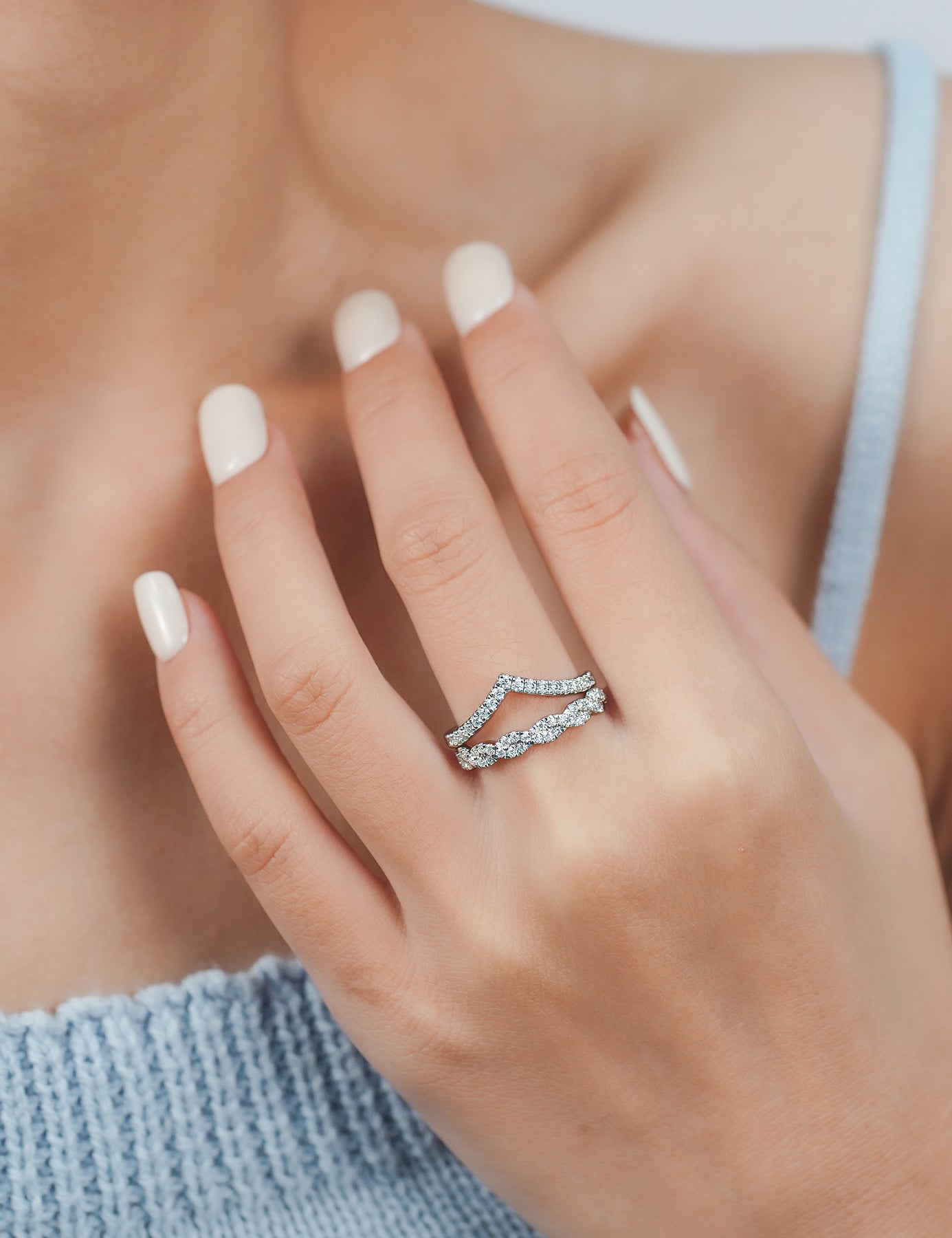 Half Twisted Moissanite Eternity Wedding Bands