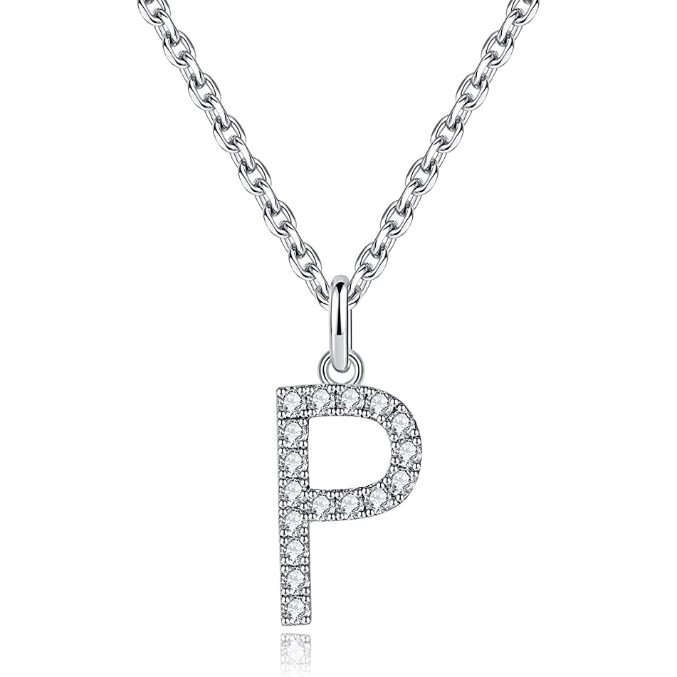 Moissanite A Initial Letter Pendant Necklace for Women in Silver