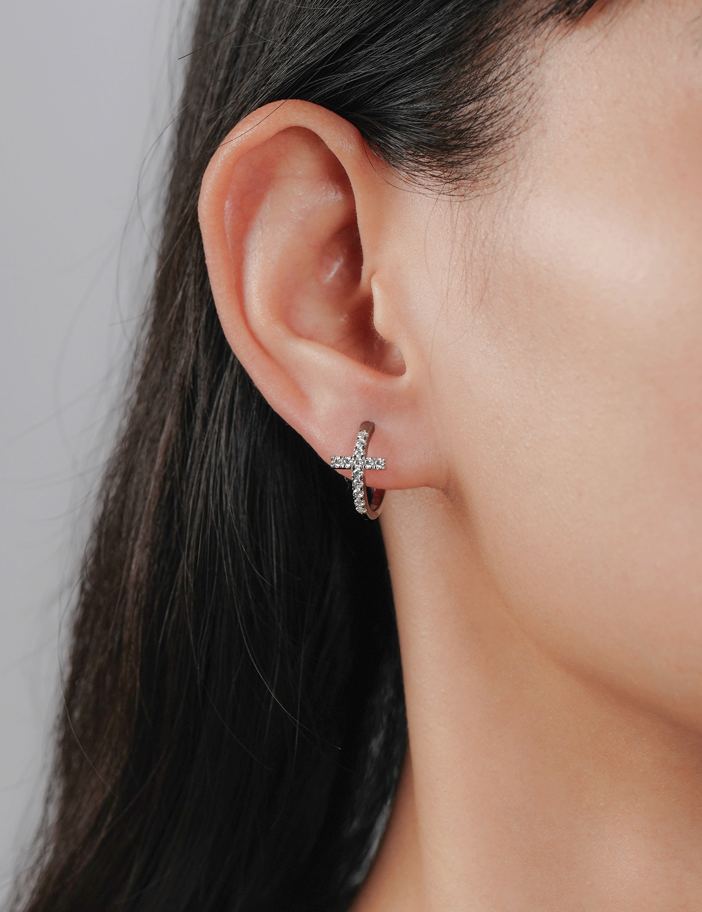 Moissanite Cross Hoop Earrings