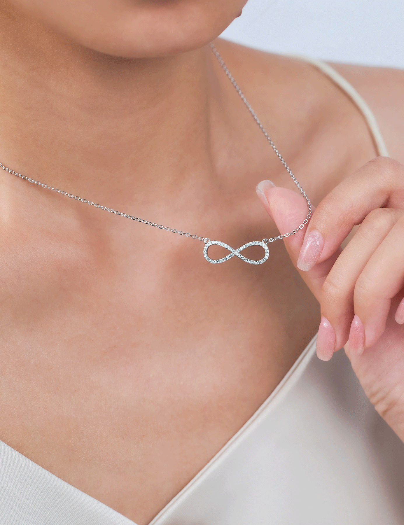 Infinity Silver Moissanite Pendant Necklaces