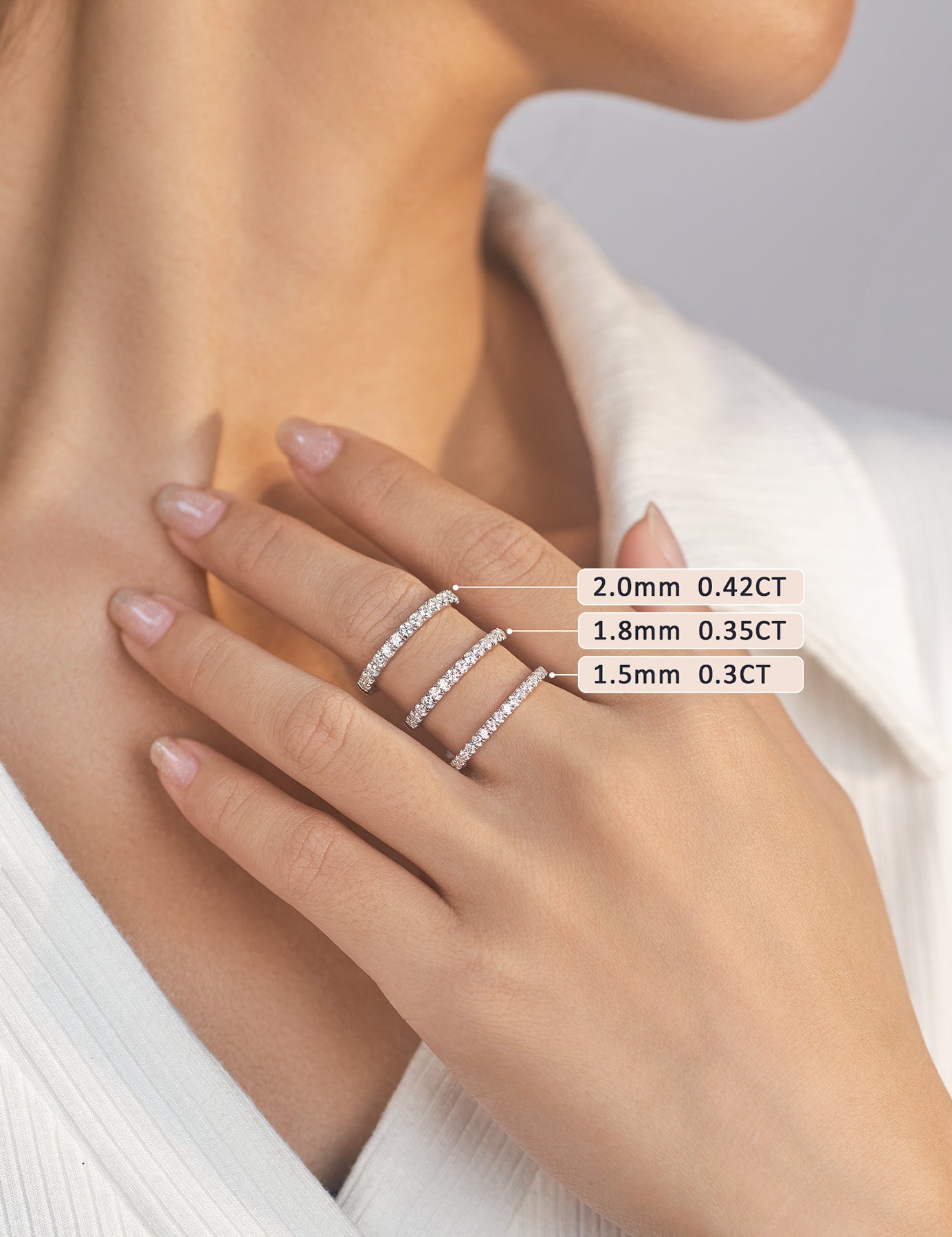 Lab Grown Diamond Wedding Bands Rings for Women in Sterling Silver