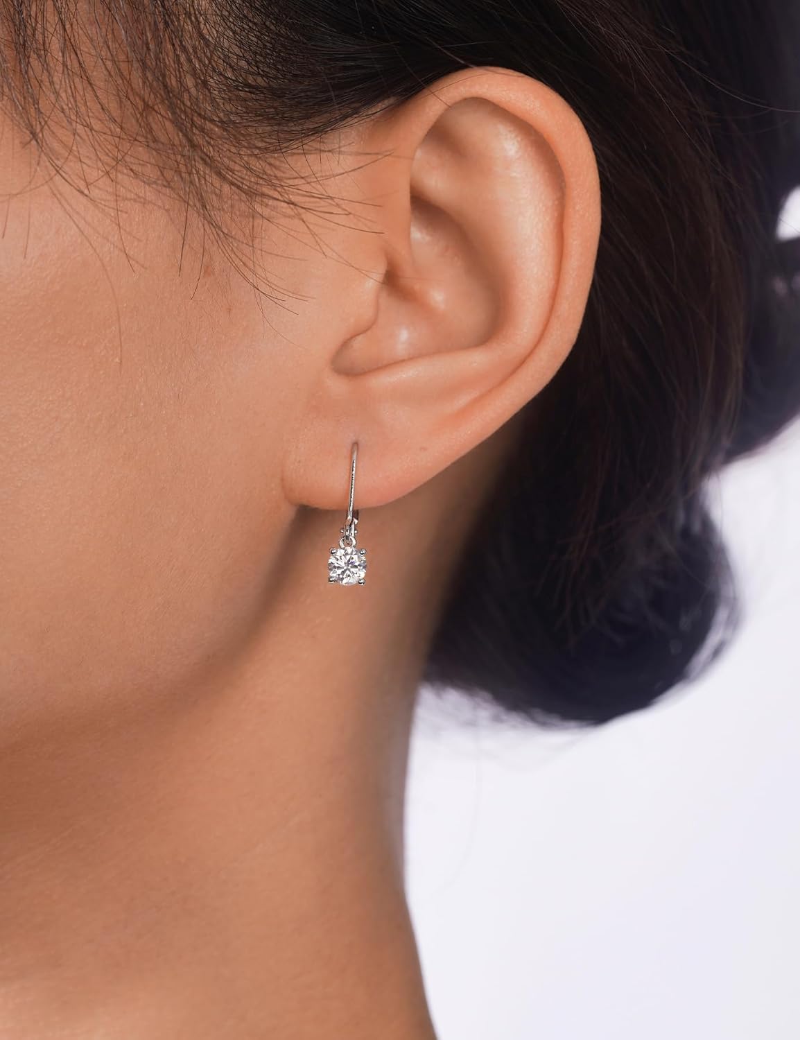 Moissanite Leverback Drop Earrings for Women 1/2CT