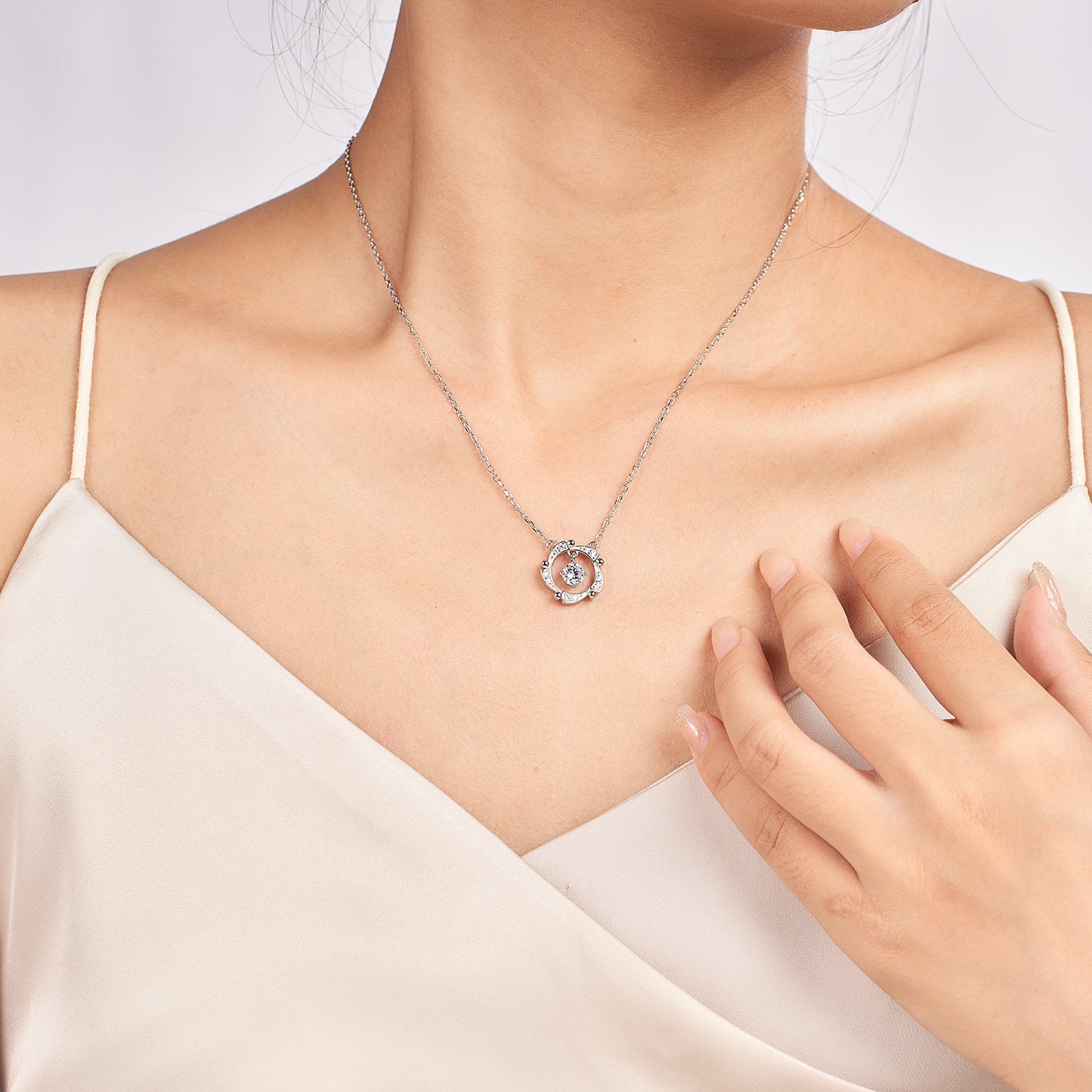 Moissanite Dancing Pendant Necklaces for Women