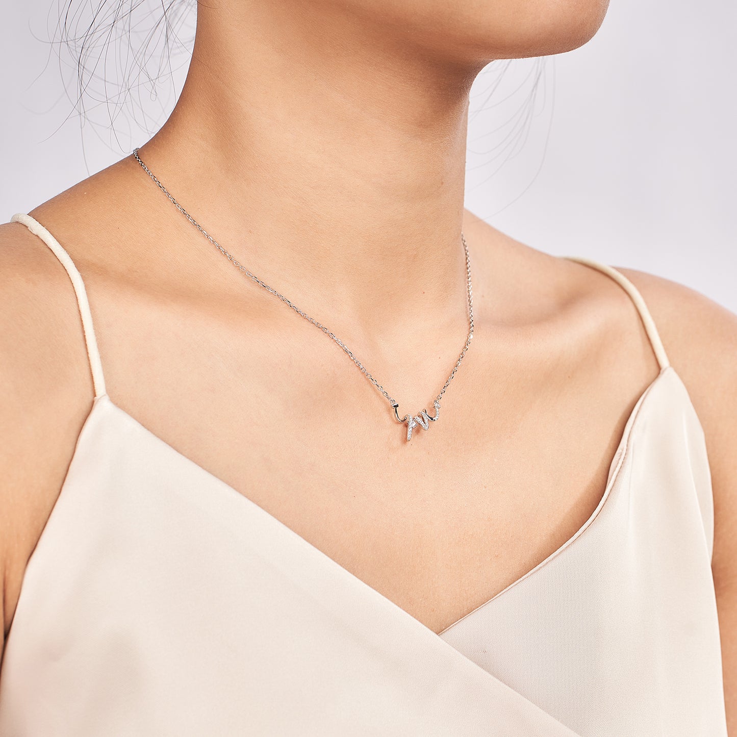 Moissanite Love Letter Necklaces for Womenin Sterling Silver