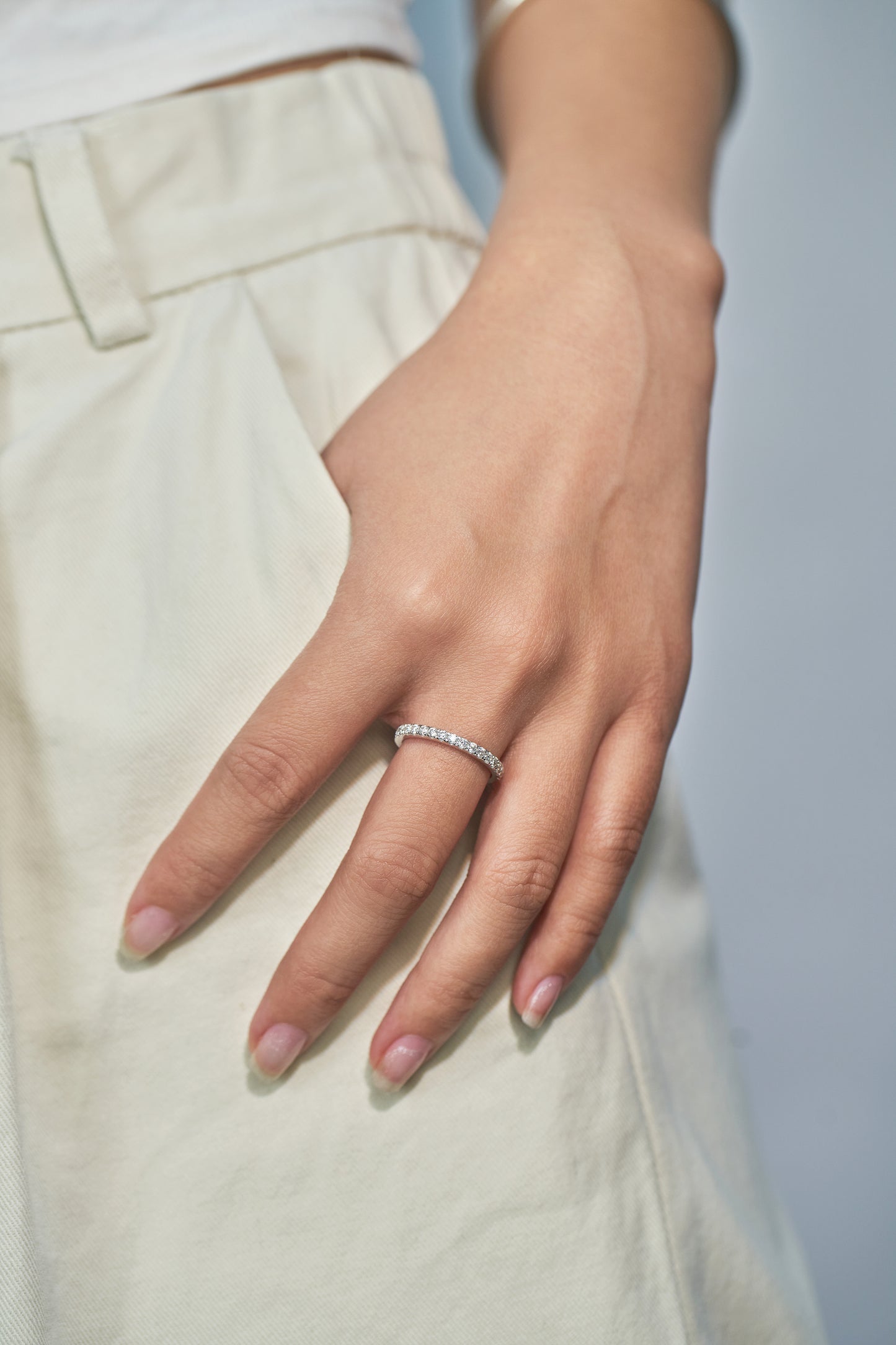 Lab Grown Diamond Full Wedding Bands Rings for Women in Sterling Silver