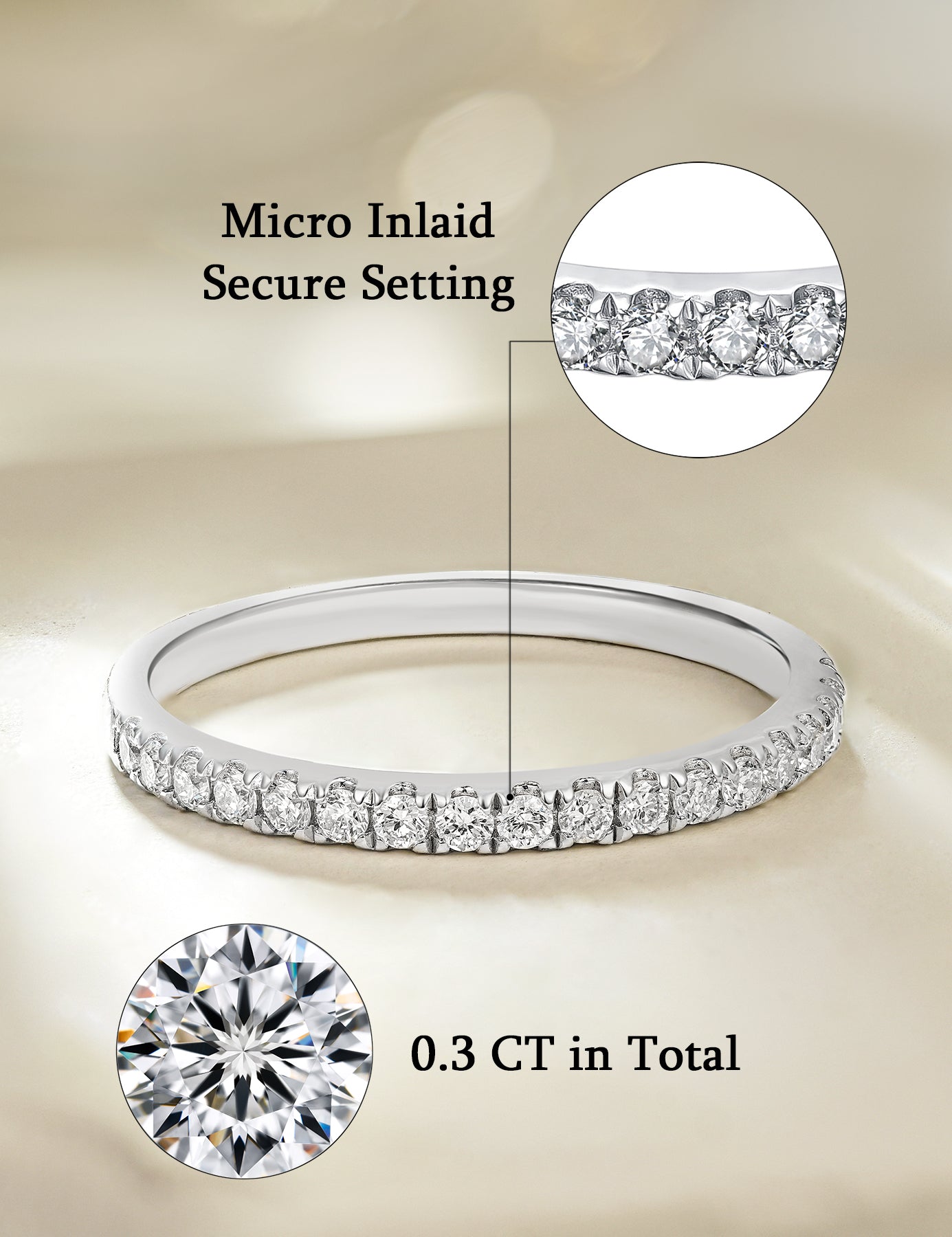 Lab Grown Diamond Wedding Bands Rings for Women in Sterling Silver