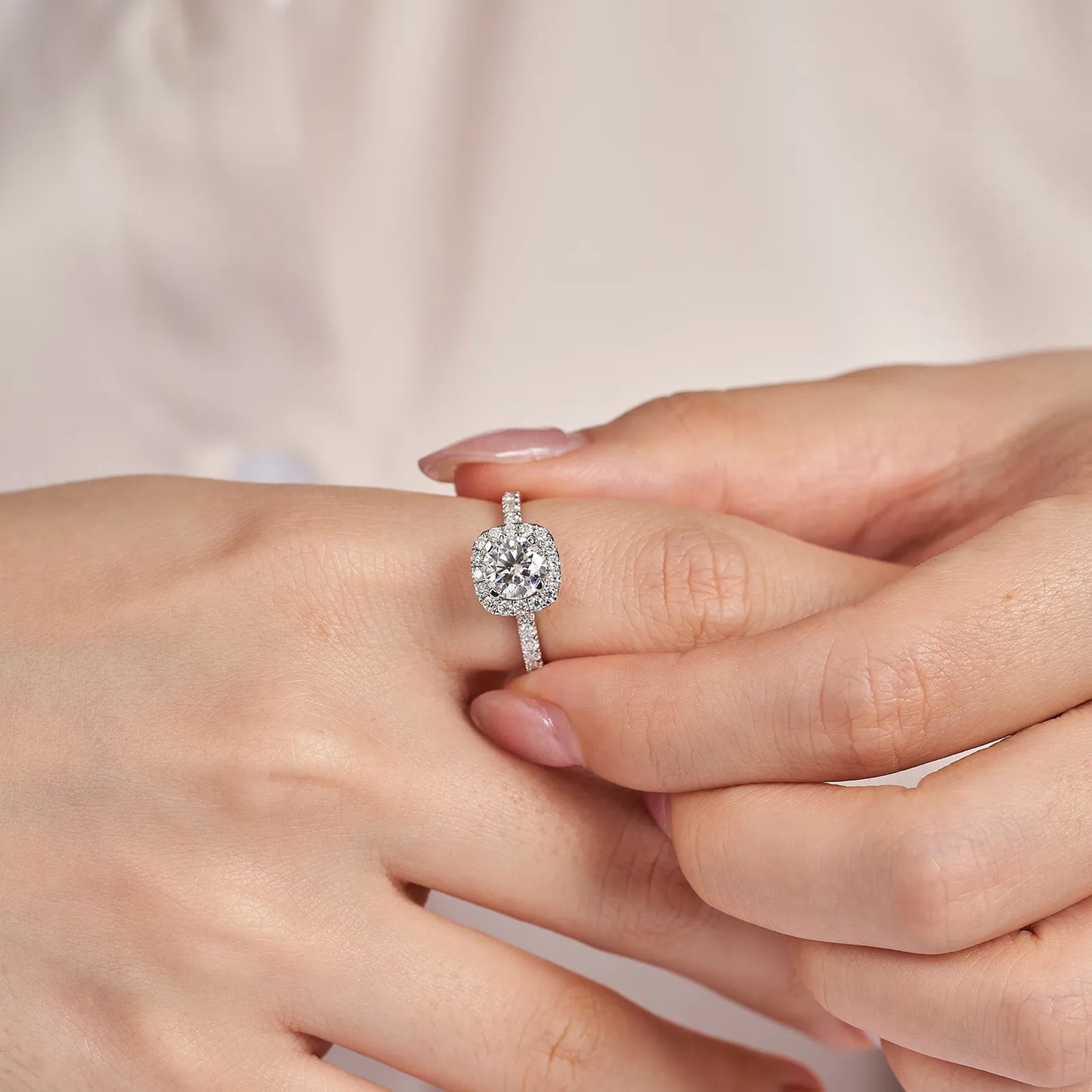 Lab Grown Diamond Square Halo Engagement Rings for Women