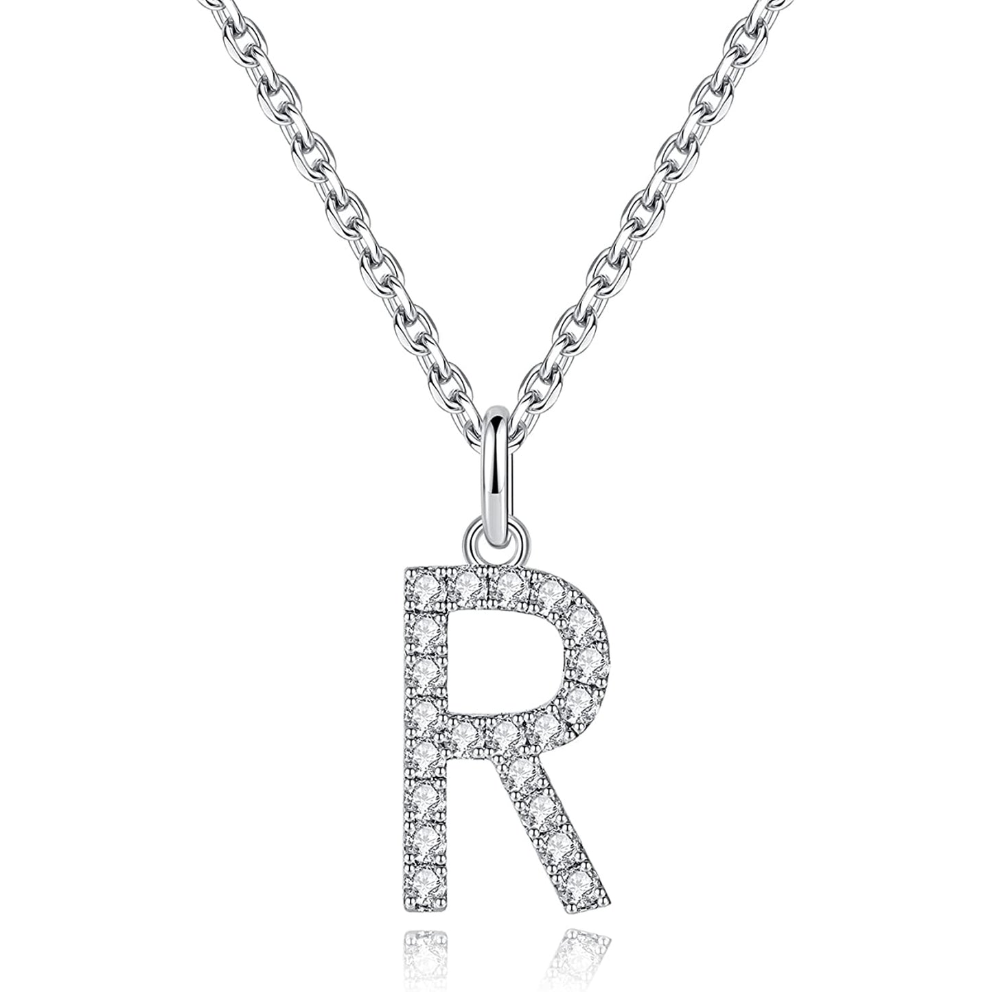 Moissanite A Initial Letter Pendant Necklace for Women in Silver