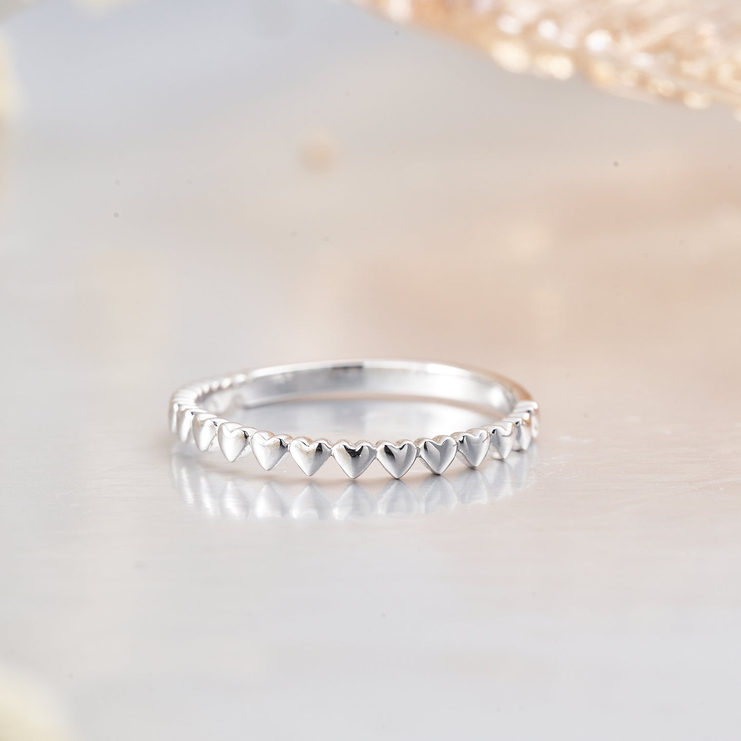 Heart Shaped Sterling Silver Stackable Eternity Ring for Women