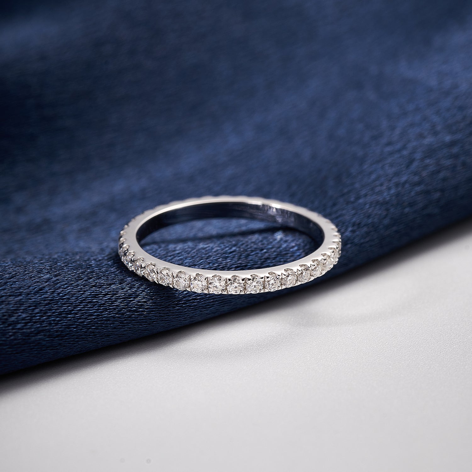 Full Moissanite Wedding Band for Women 1.5mm/2.0mm