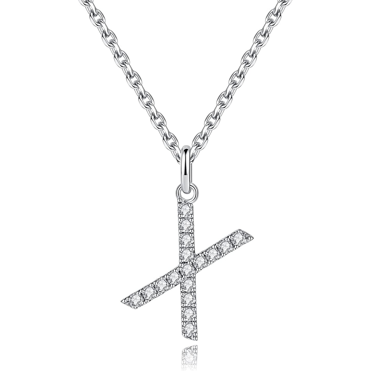 Moissanite A Initial Letter Pendant Necklace for Women in Silver