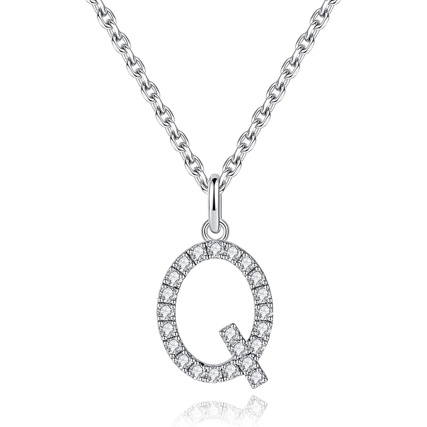 Moissanite A Initial Letter Pendant Necklace for Women in Silver