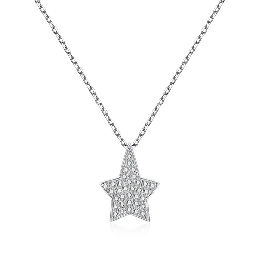 Moissanite Star Pave Pendent Necklace for Women