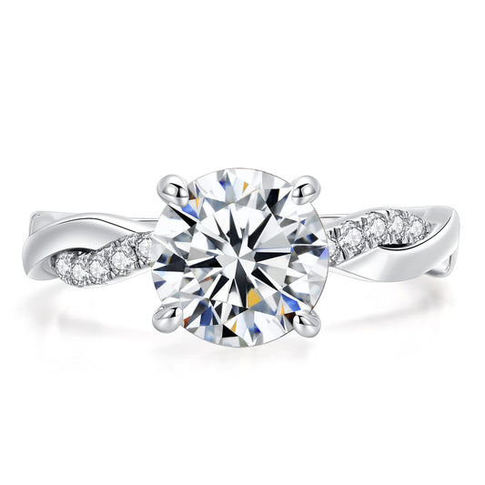1CT/2CT Moissanite Twisted Solitaire Engagement Ring for Women