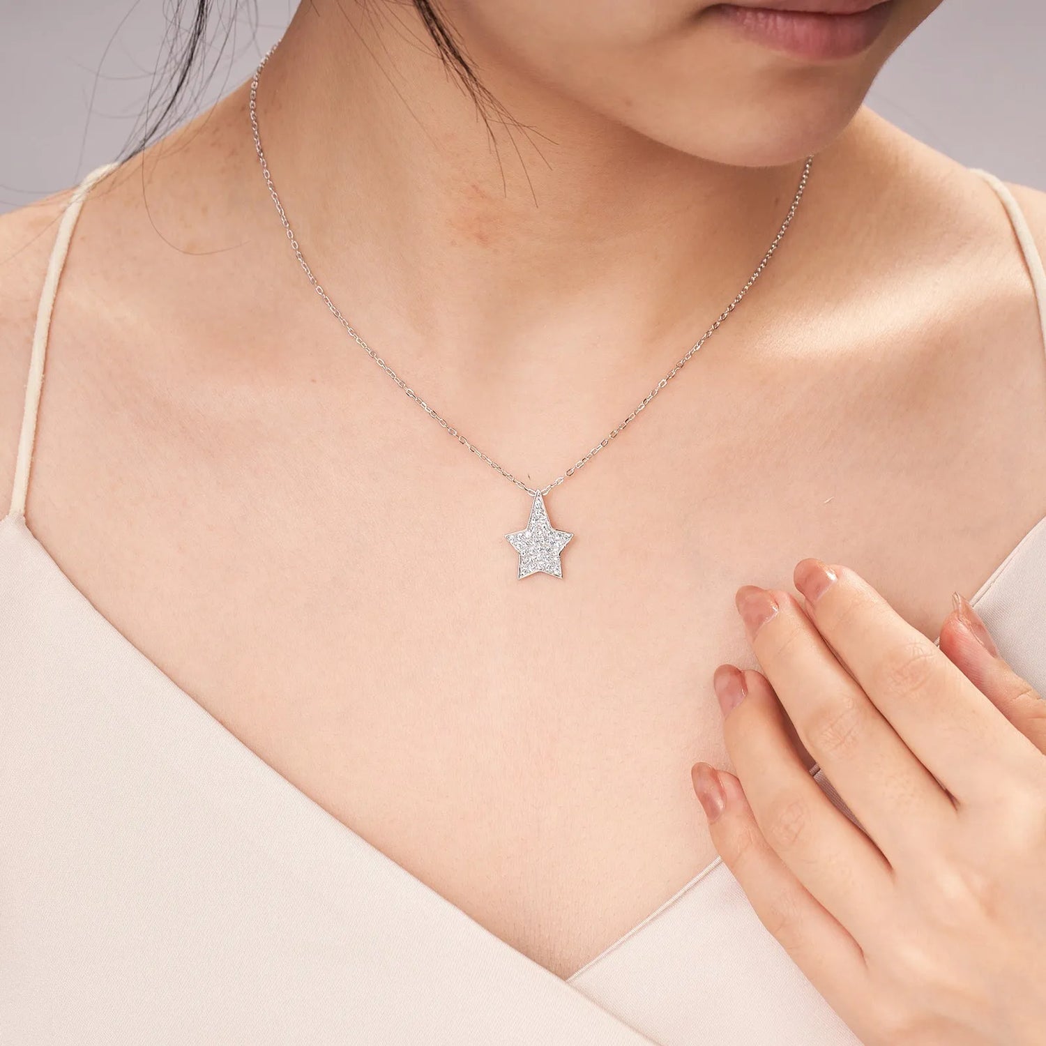 Moissanite Star Pave Pendent Necklace for Women