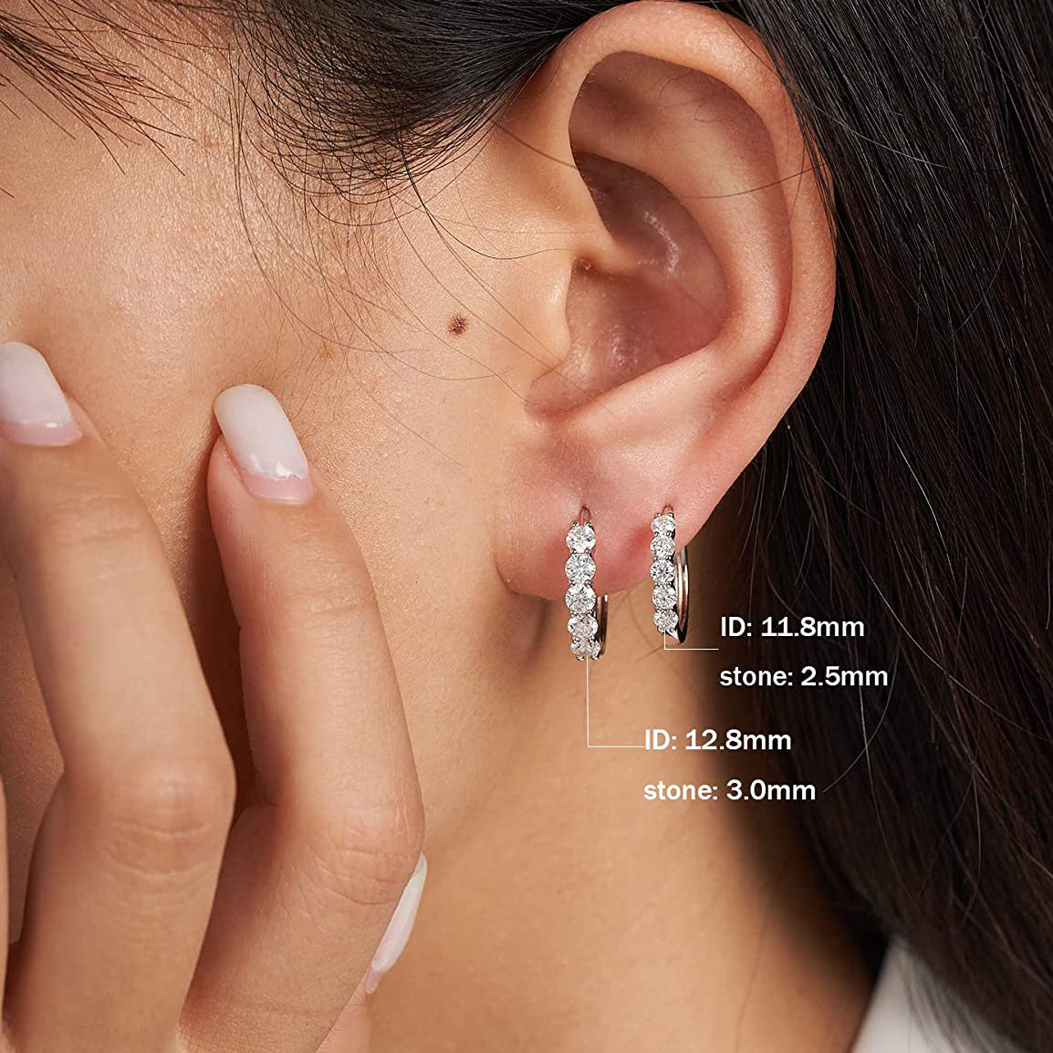 2.5mm Tiny Natural Diamond Stud Earrings in 925 Sterling Silver