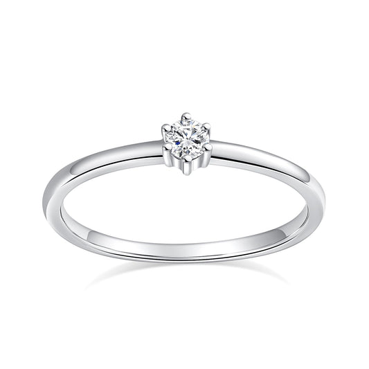 Small Moissanite Solitaire Engagement Ring for Women 0.11CT