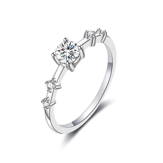 Moissanite Five Stone Small Engagement Ring for Women