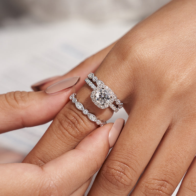 Lab Grown Diamond Square Halo Engagement Rings for Women