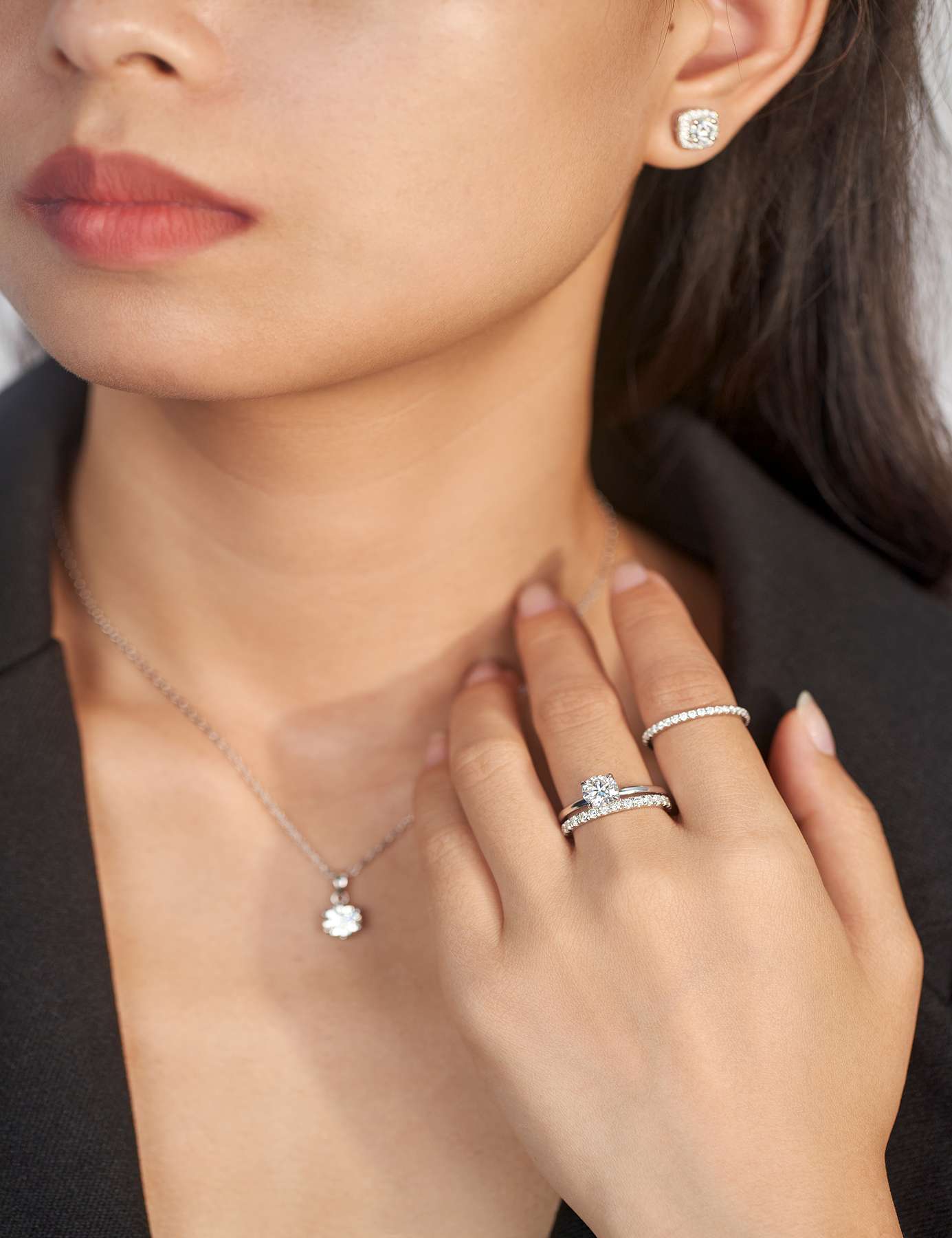 Lab Grown Diamond Full Wedding Bands Rings for Women in Sterling Silver