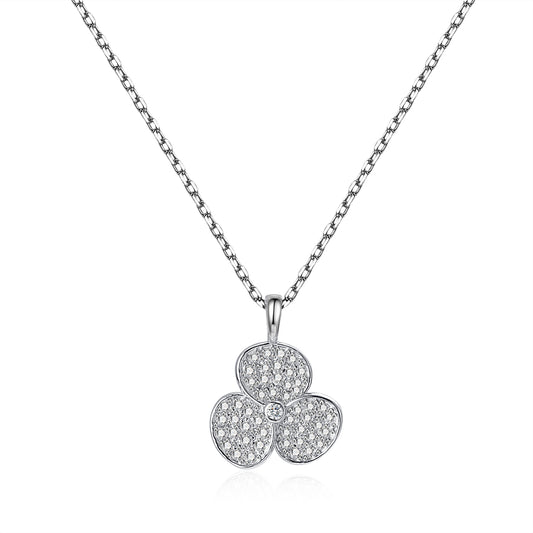 Moissanite Flower Pendant Necklace for Women