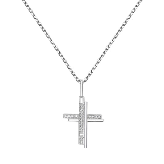 Moissanite Cross Pendant Necklaces for Women 0.18CT