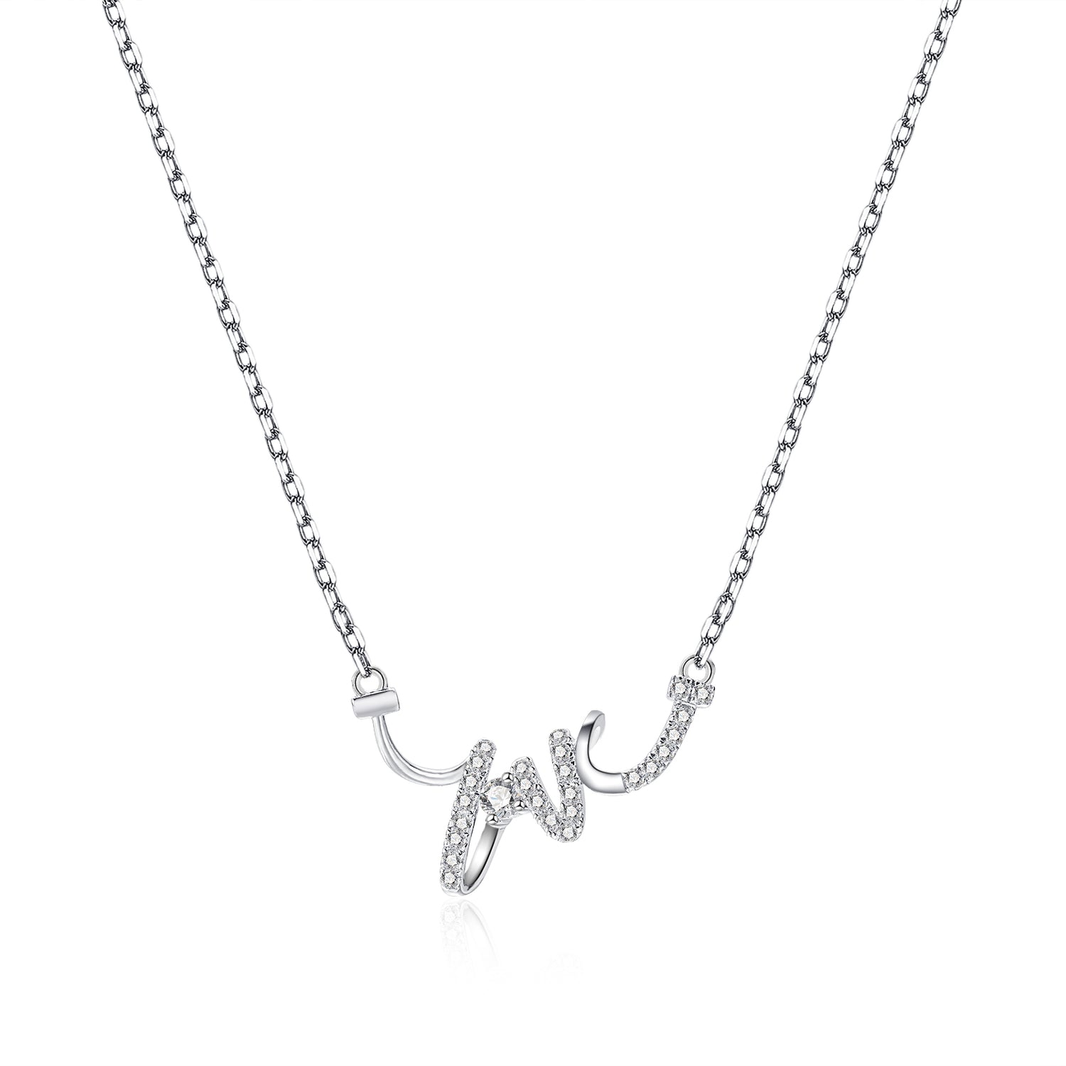 Moissanite Love Letter Necklaces for Womenin Sterling Silver