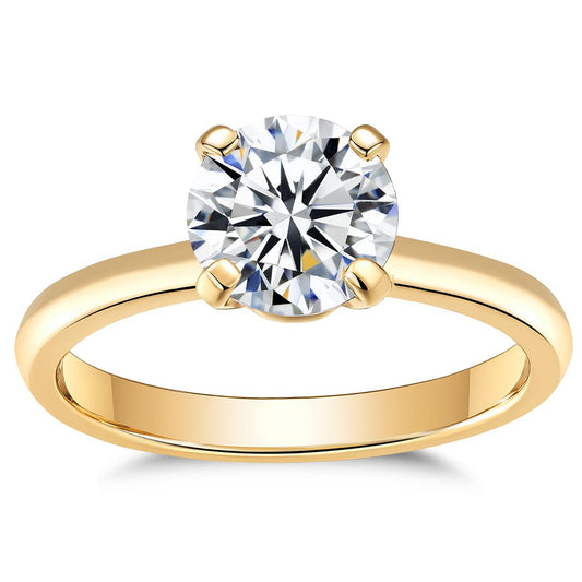 1-2CT Yellow/ Rose Gold Plated Moissanite Solitaire Engagement Ring