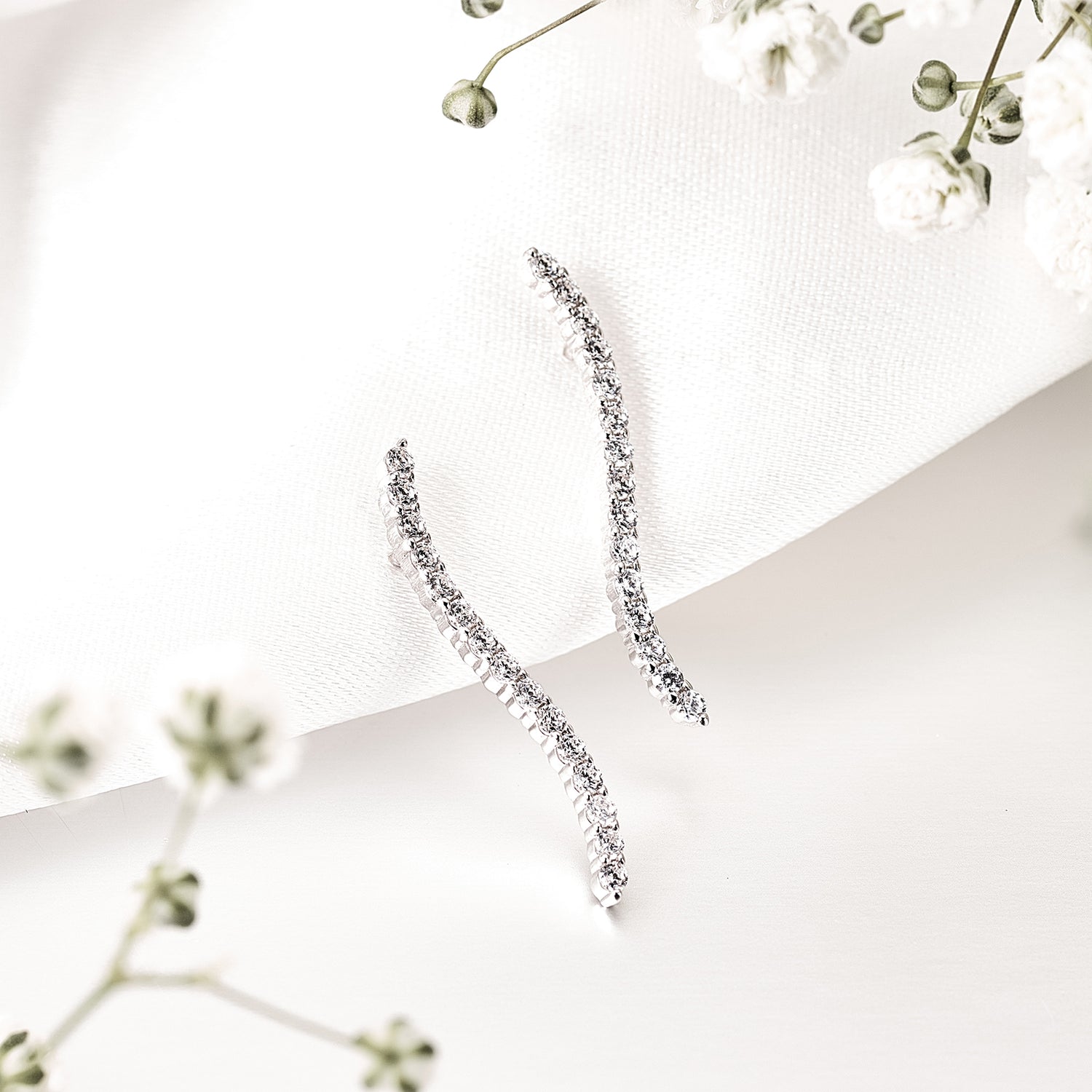 Moissanite Climber Crawler Curve Earrings for Women