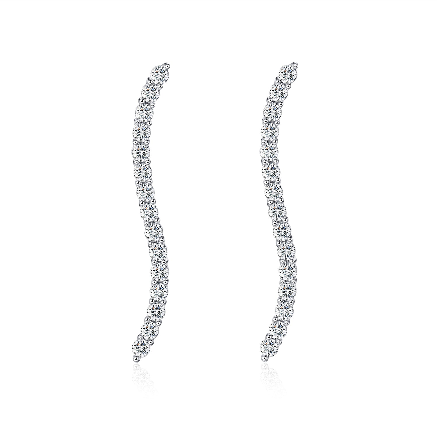 Moissanite Climber Crawler Curve Earrings for Women