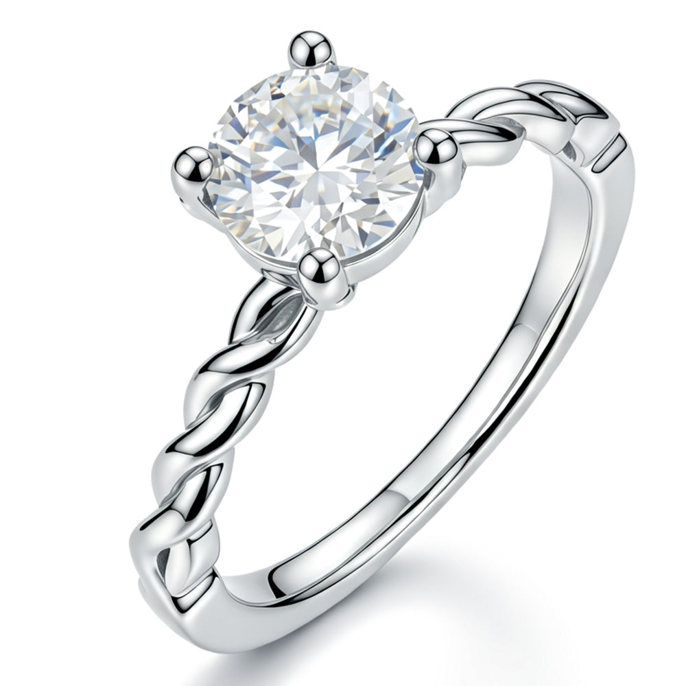 Lab Grown Diamond Solitaire Twist Engagement Ring with Hidden Halo
