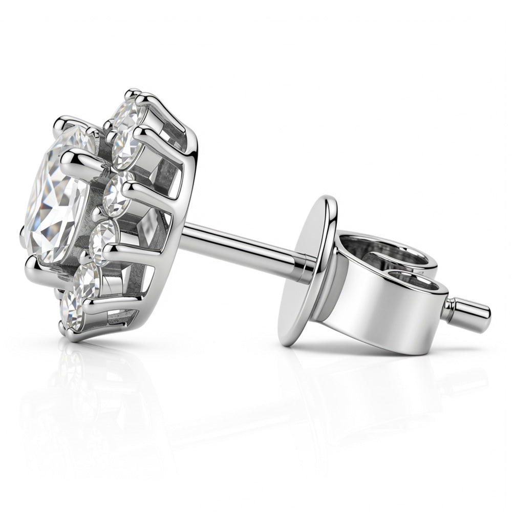 Lab-Grown Diamond Sunflower Halo Stud Earrings in 14K/18K Gold