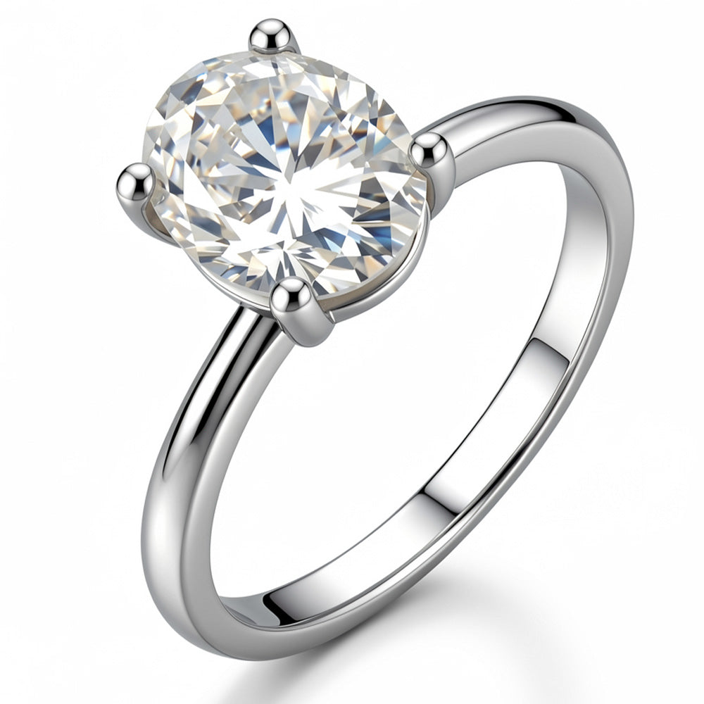 Lab Grown Diamond Solitaire Oval Engagement Rings for Women 1.5CT/2CT