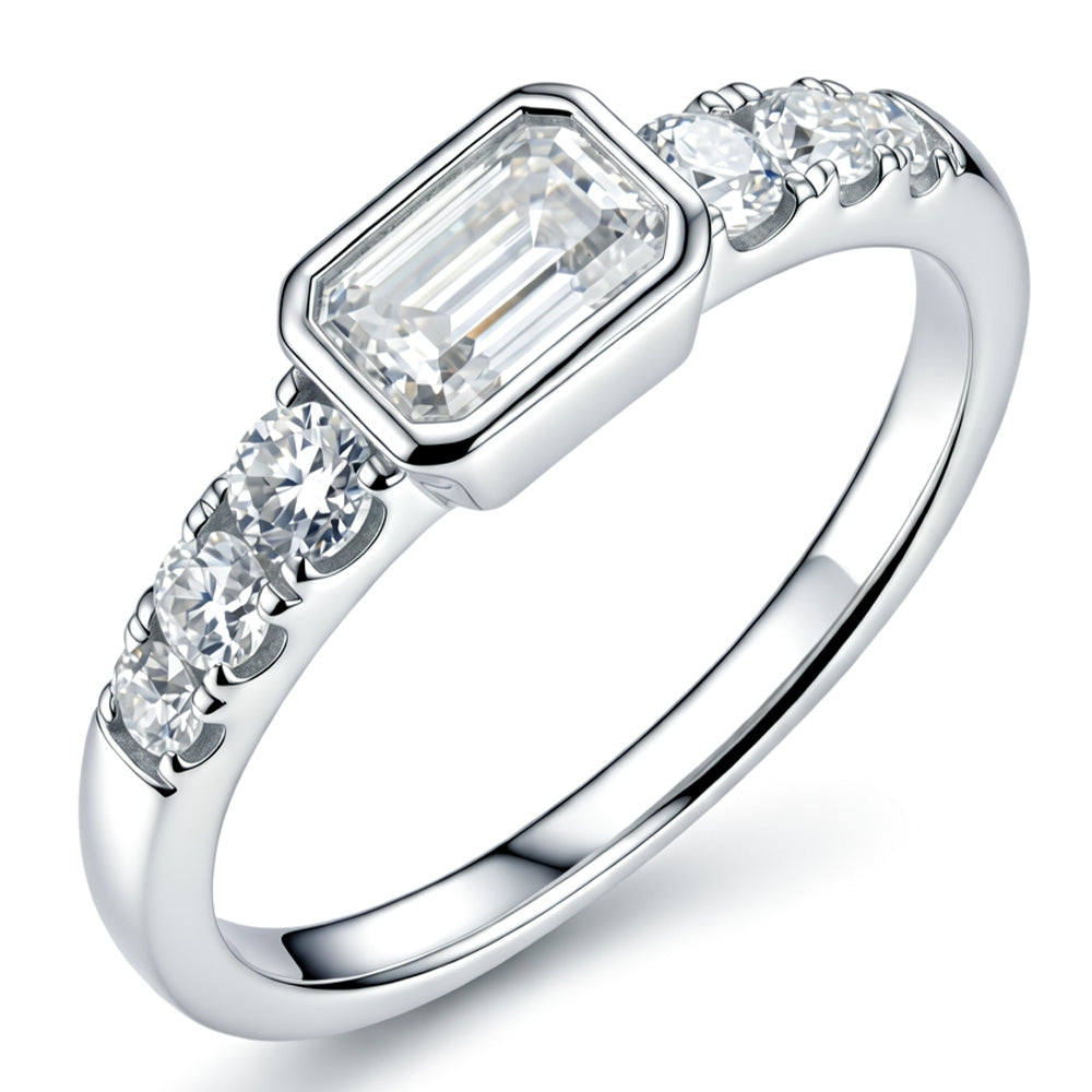 Lab Grown Diamond Emerald Cut Promise Wedding Engagement Ring