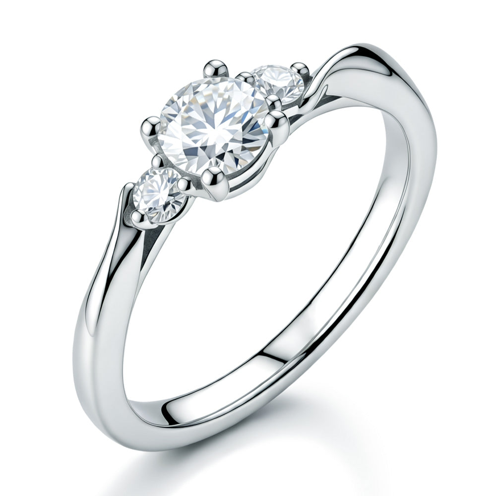 3 Stone Lab Grown Diamond Engagement Ring for Women