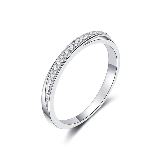 Moissanite Half Sterling Silver Eternity Ring for Women 1.2mm