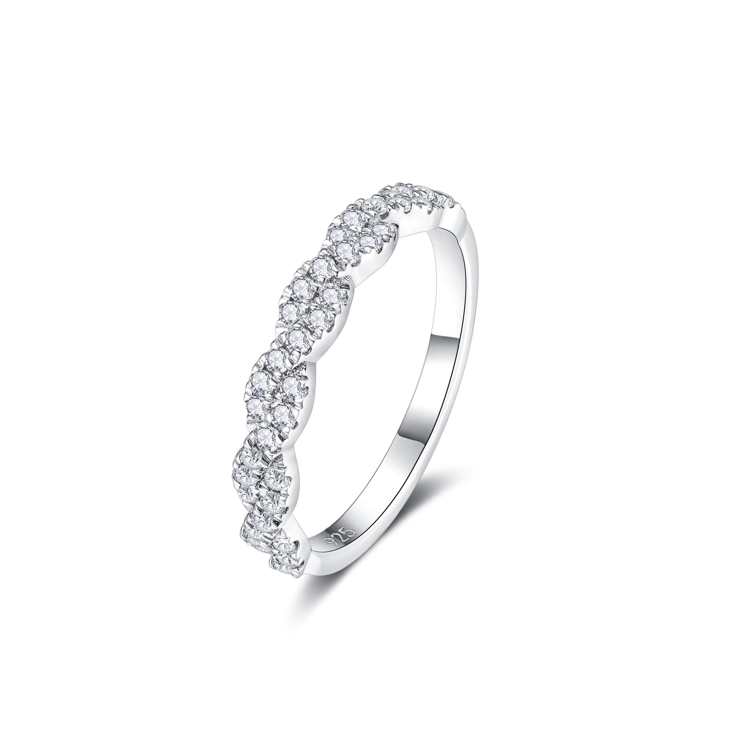 Half Twisted Moissanite Eternity Wedding Bands