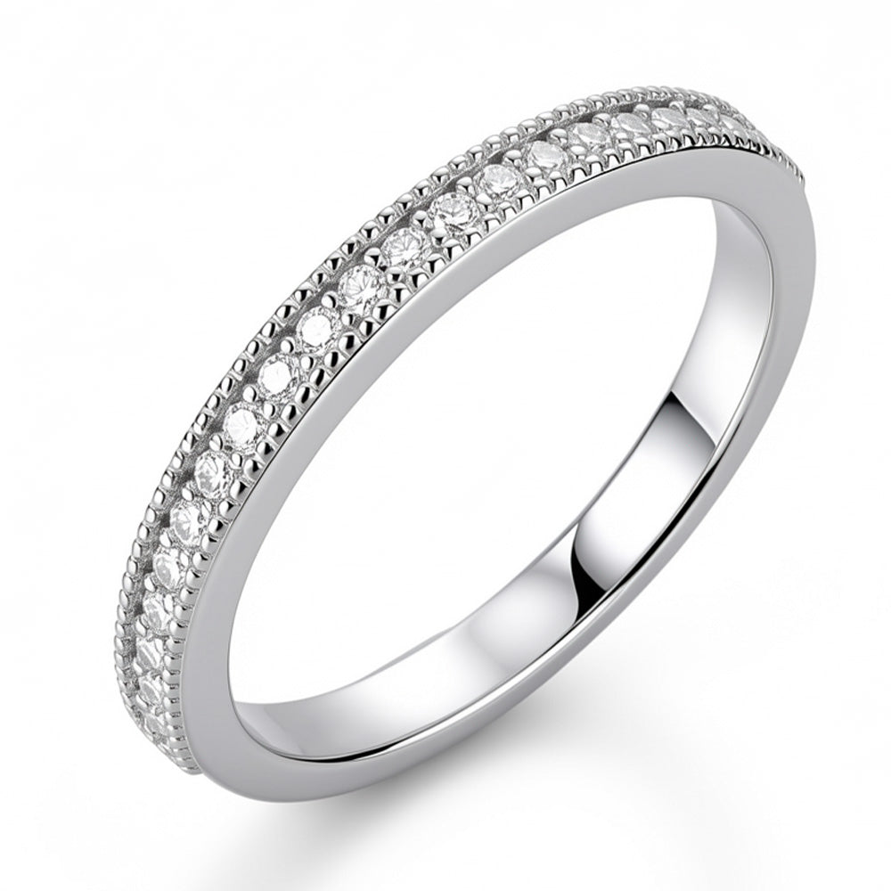 Lab-Grown Diamond Milgrain Half Eternity Ring in 14K/18K Gold