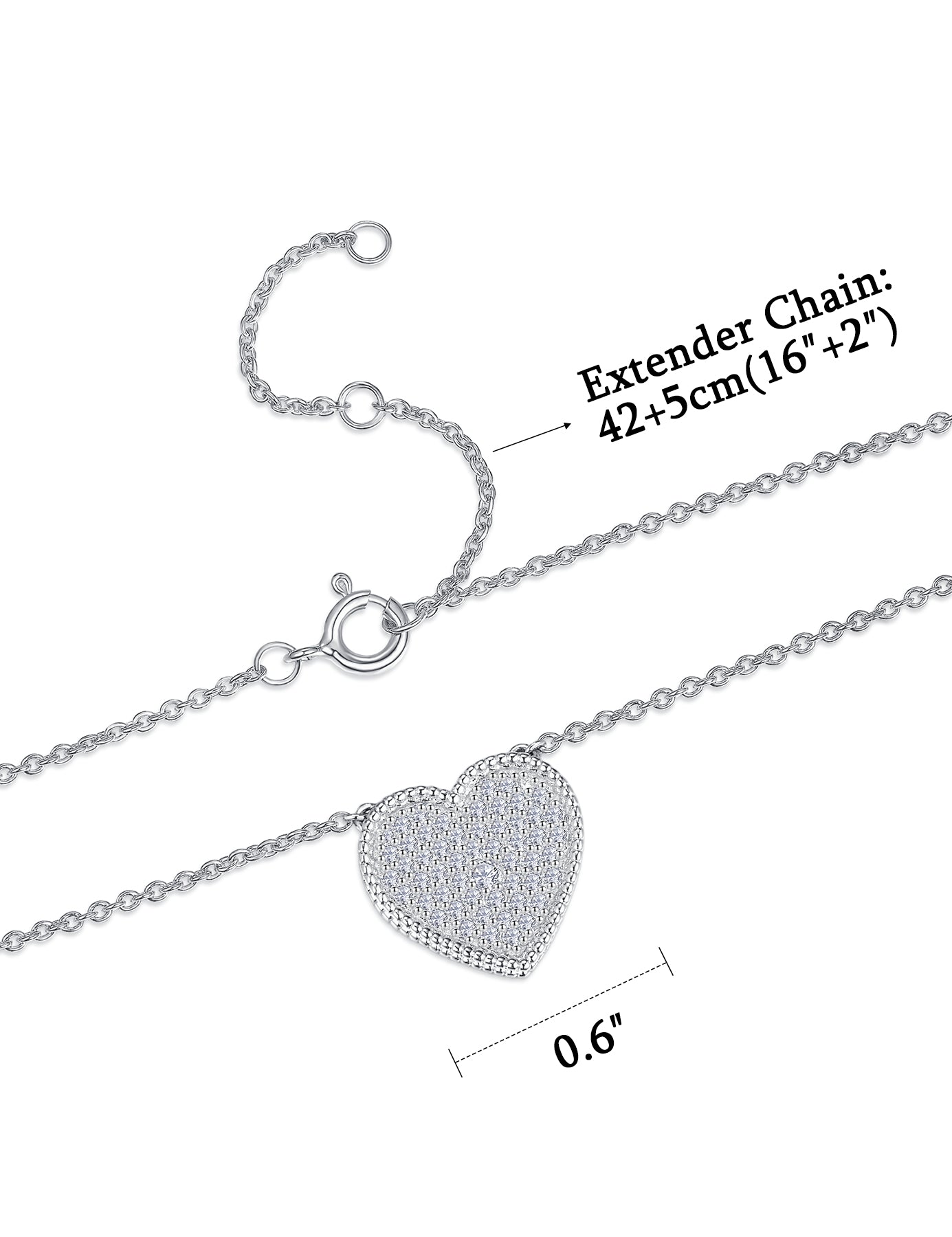 Moissanite Heart Sterling Silver Necklace for Women