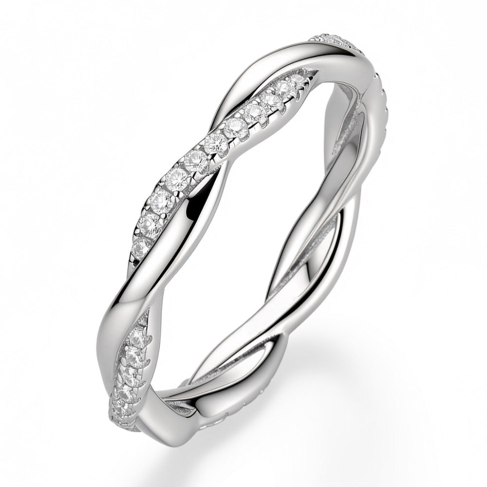 14K Gold Lab Grown Diamond Full Twisted Eternity Stackable Wedding Band